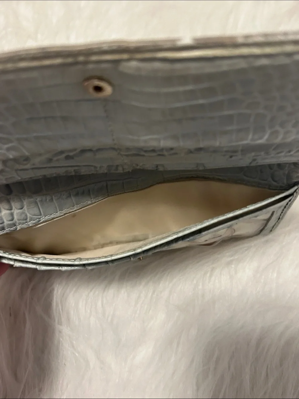 Brahmin White Croc-Embossed Leather Wallet